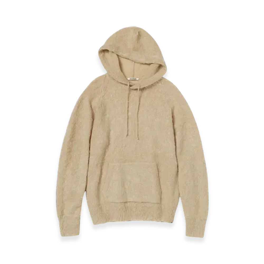 AURALEE Brushed Super Kid Mohair Knit P/O Parka "Beige"