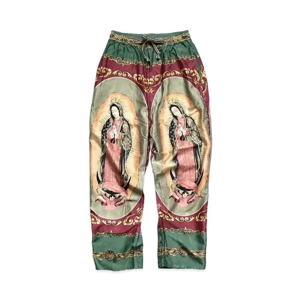 KAPITAL COTTON LAYON VIRGIN MARIA PT EASY PANTS "Green"