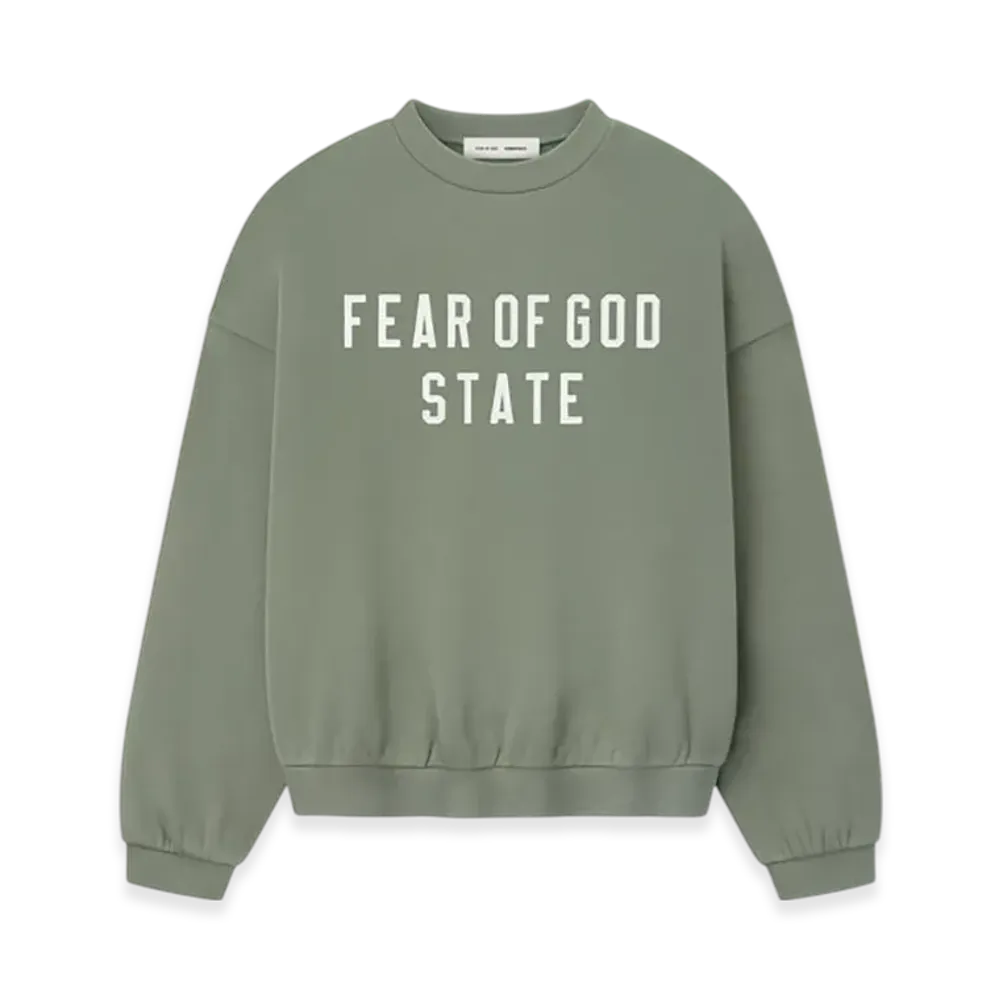 FEAR OF GOD ESSENTIALS 90's Fleece Crewneck "Moss"