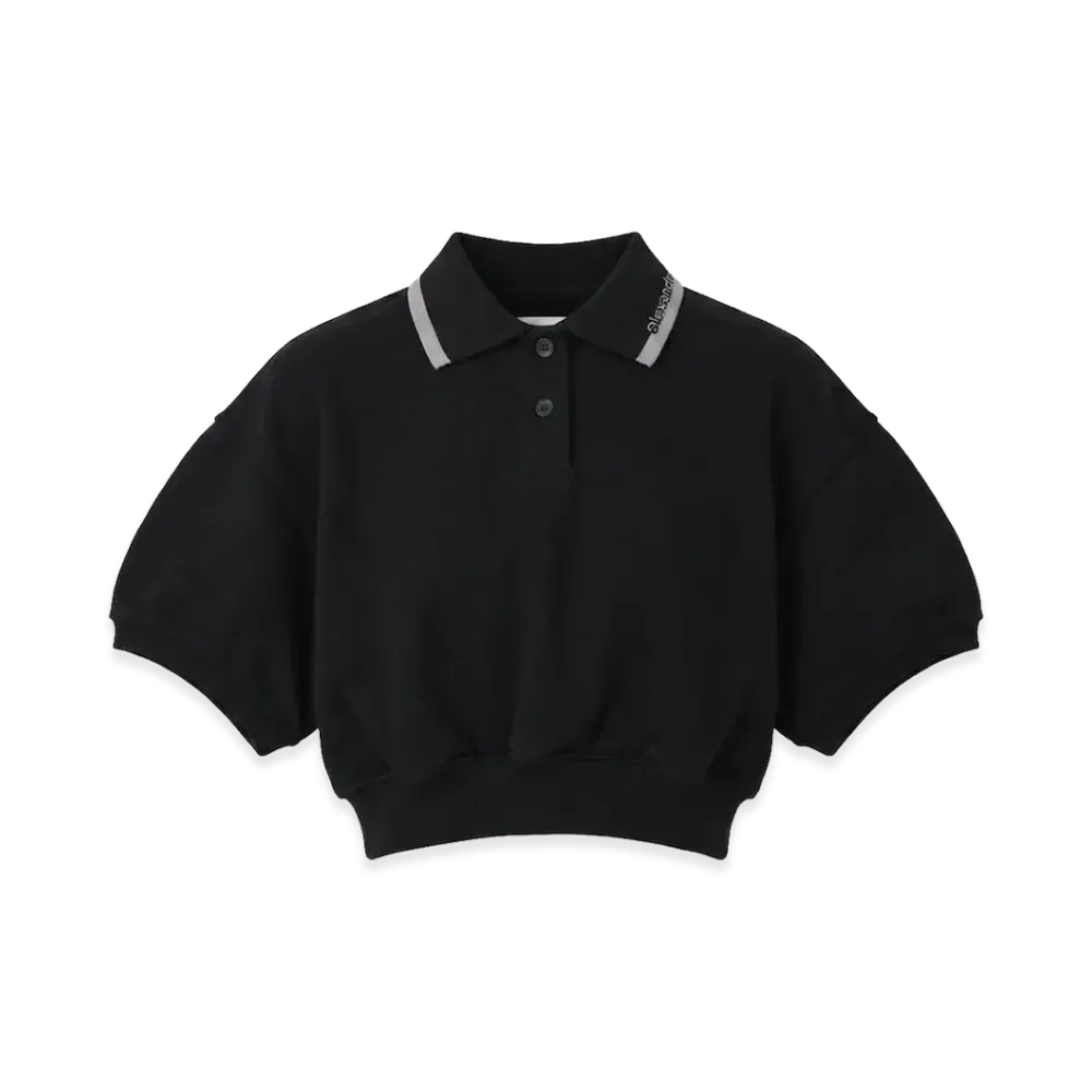 Alexander Wang Women's Cropped Cinch Polo Shirt "Black"