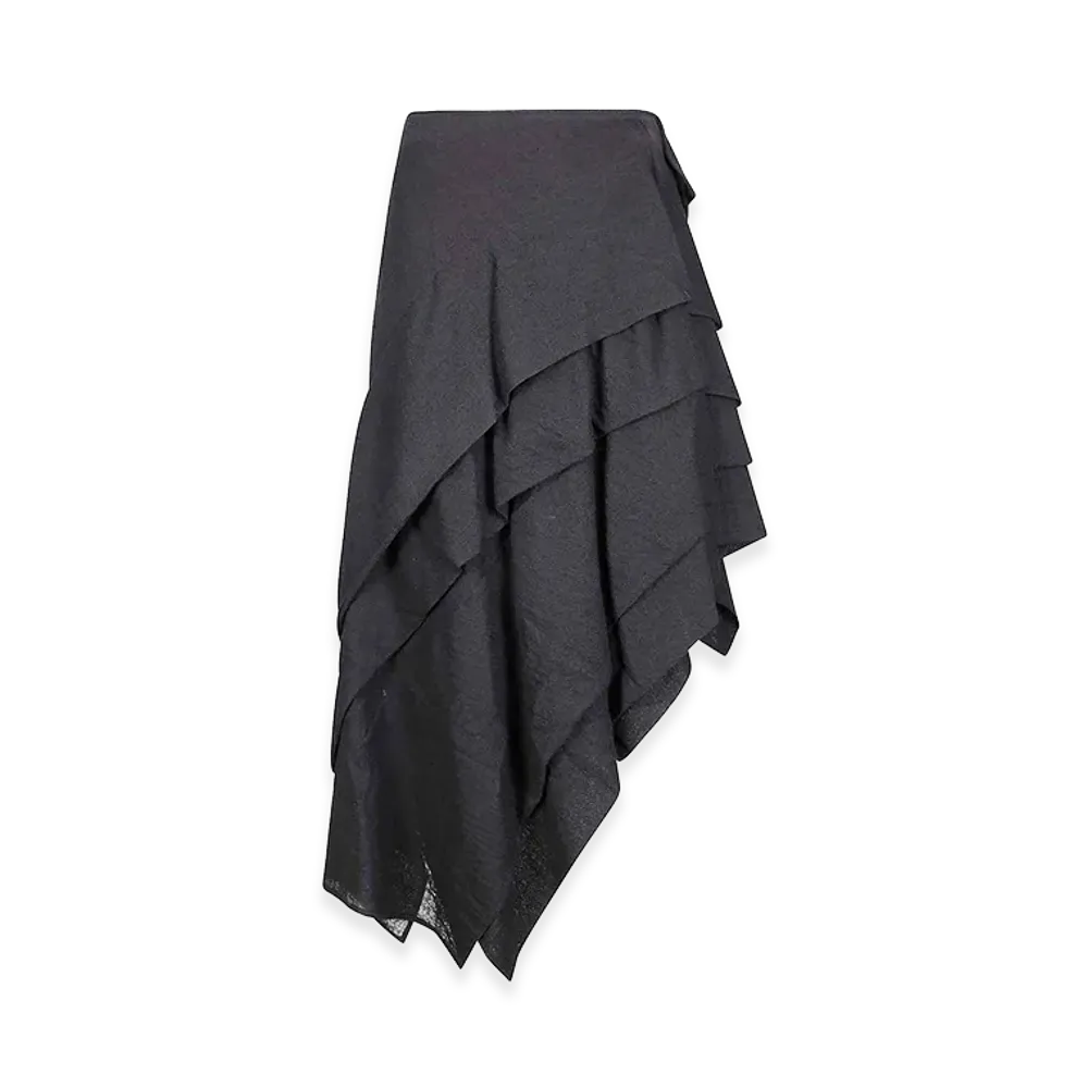 Yohji Yamamoto Women's Tucked Stitch D Skirt "Black"