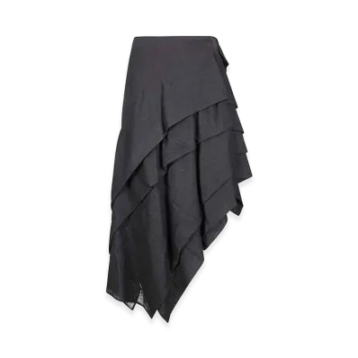 Yohji Yamamoto Women's Tucked Stitch D Skirt "Black"