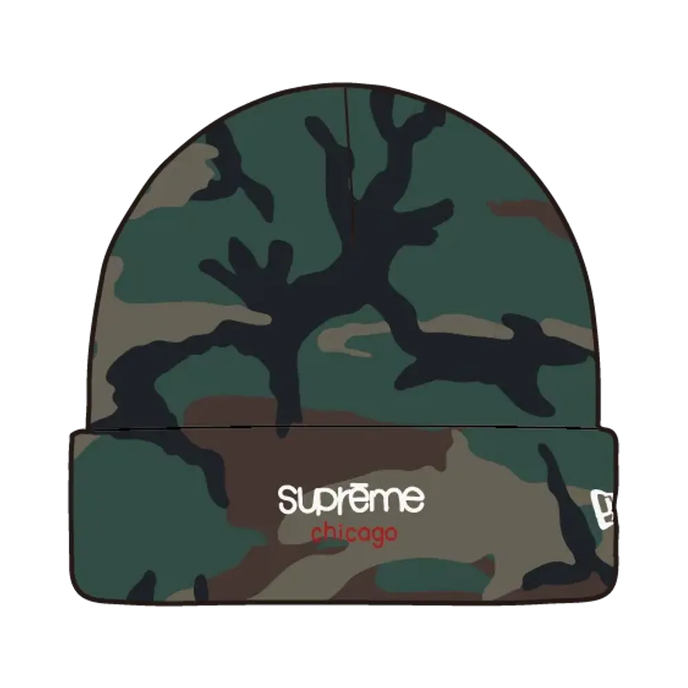 Supreme x New Era Classic Logo Shop Beanie (chicago) "Woodland Camo"