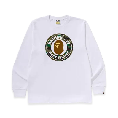 A BATHING APE Busy Works LS Tee "White/Green"