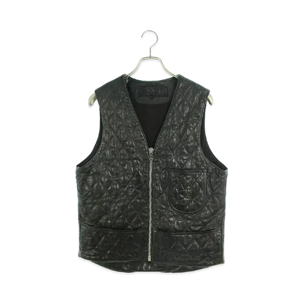 Chrome Hearts Fisher Man Small CH Cross Quilting Vest "Black"