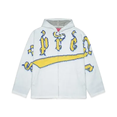 Supreme Accent Brushed Zip Up Hooded Sweater "White"