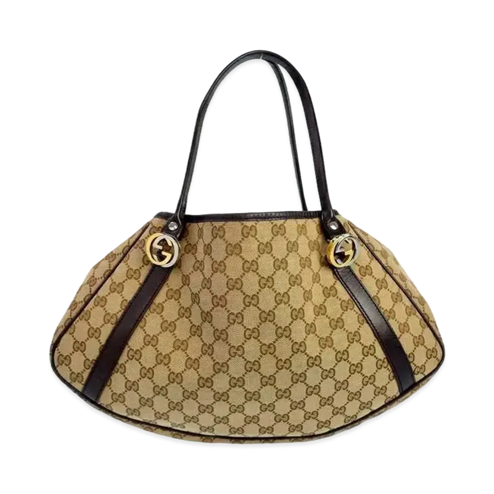 GUCCI GG Supreme GG Twins Black Leather Totebag