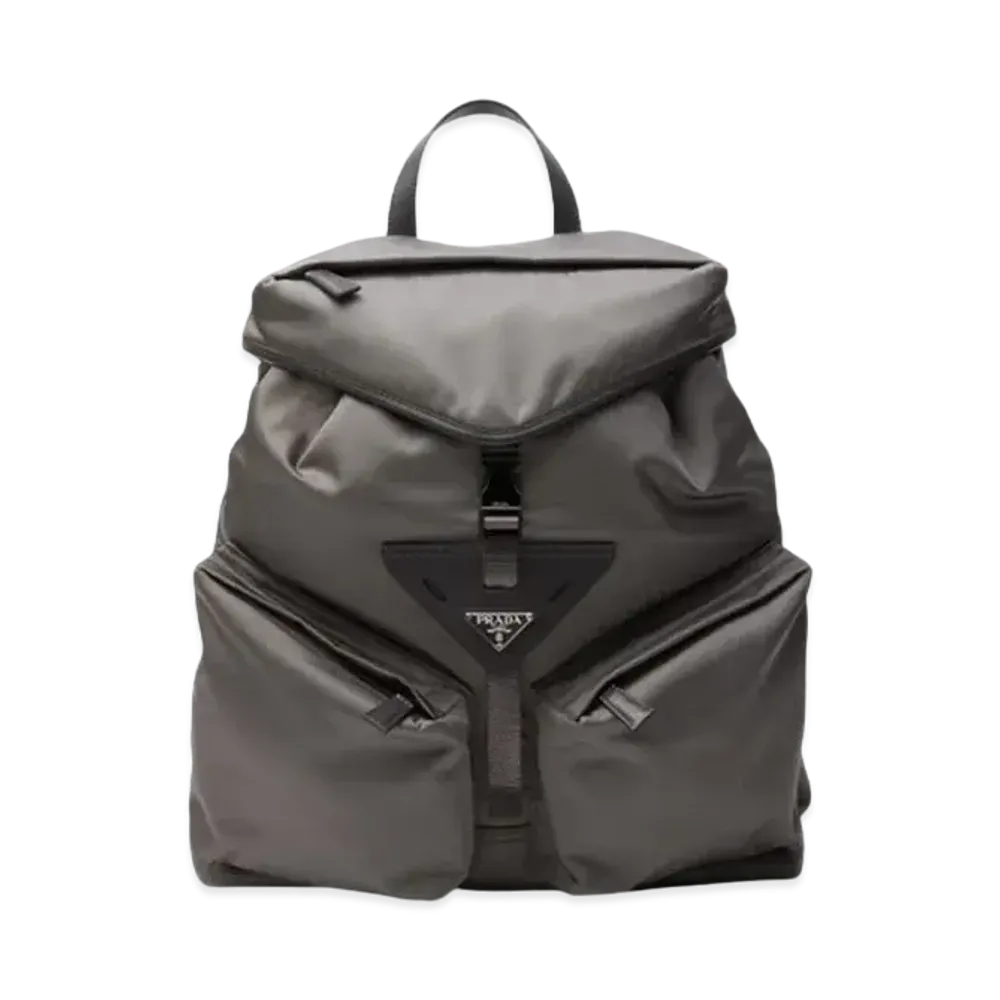 PRADA Re-Nylon and Leather Backpack "Gray"