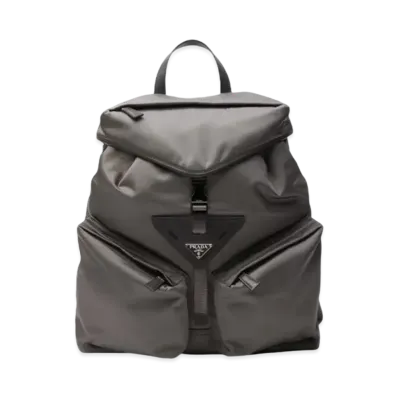 PRADA Re-Nylon and Leather Backpack "Gray"