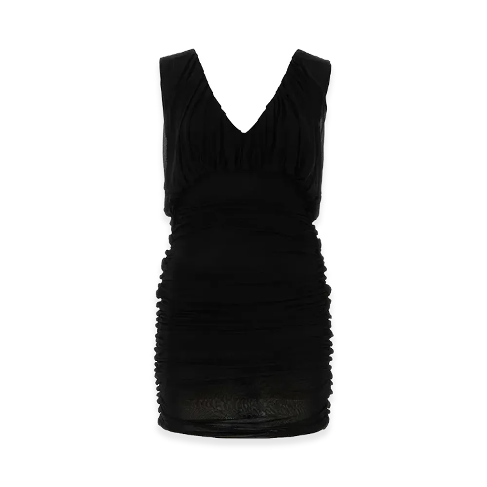 Saint Laurent Women's Cupro Mini Dress "Black"