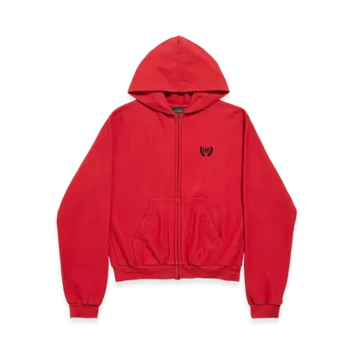 BALENCIAGA Laurel Classic Zip-up Hoodie Regular Fit "Red/Black"