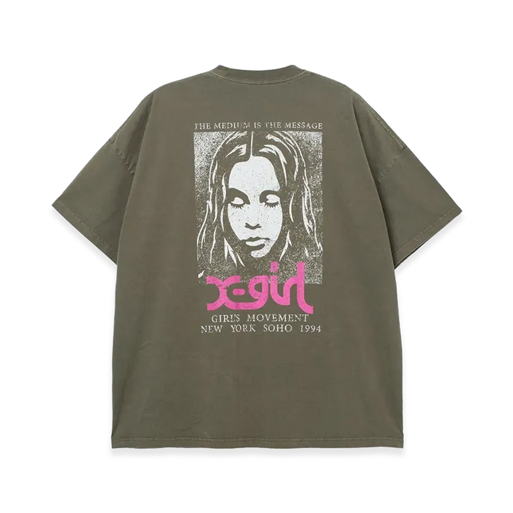 X-Girl Faded Face S/S Big Tee Dress "Olive"