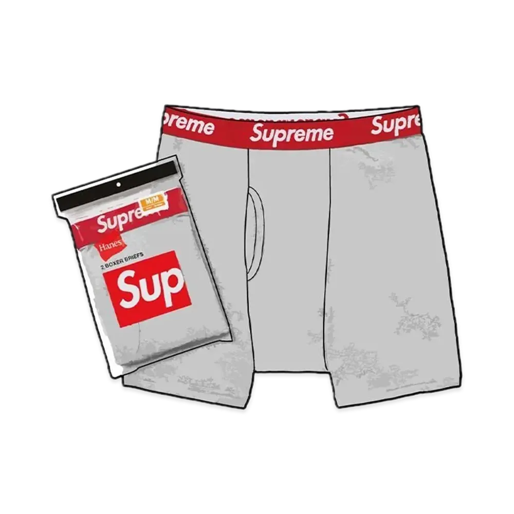 Supreme x Hanes Boxer Briefs 2 Pack "Heather Grey"