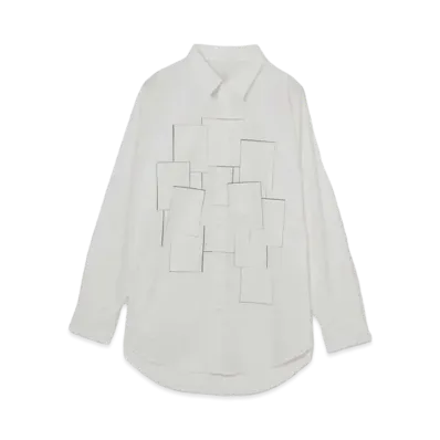 Ground Y x CHAINSAW MAN "Don't Ever Open This Door" Cotton Broad Blouse "White"