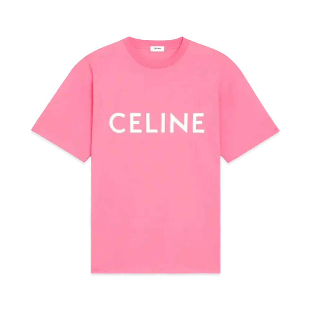 セリーヌ メンズ セリーヌ ルーズ Tシャツ / コットンジャージー "ピンクフラミンゴ/ホワイト" 2X681671Q.25FE