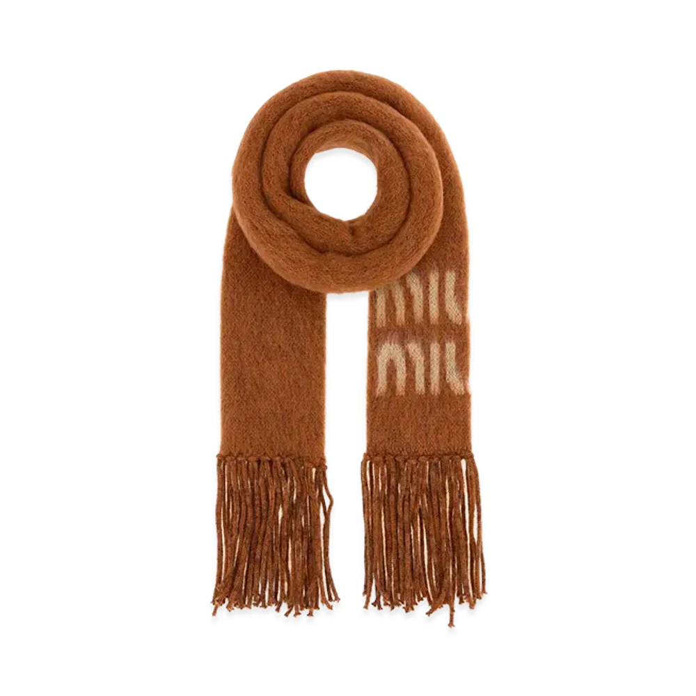 MIU MIU Women's Mohair Blend Scarf "Orange"