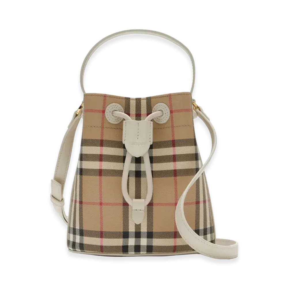 Burberry Women's Mini Check Bucket Bag "Archive Beige/Soap Beige"