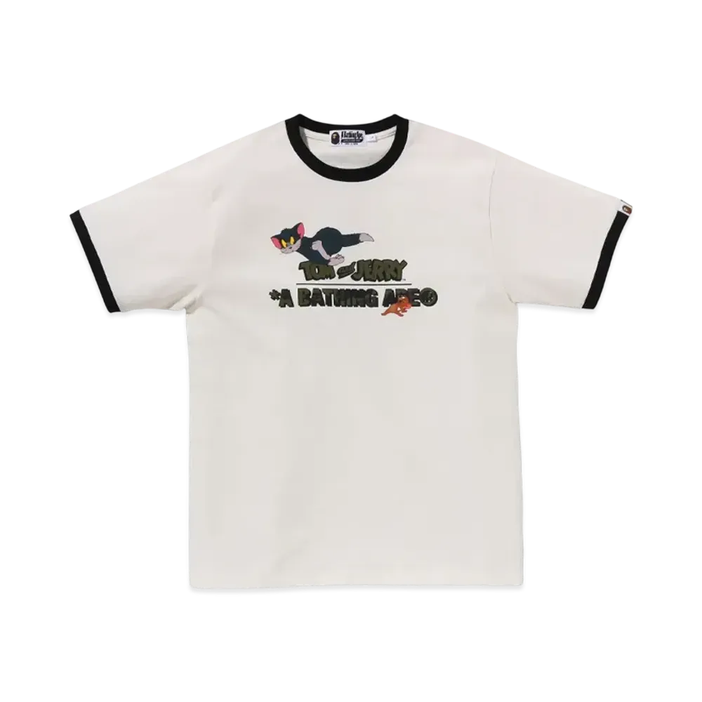 A BATHING APE x Tom And Jerry 85TH Ringer Tee "Ivory"