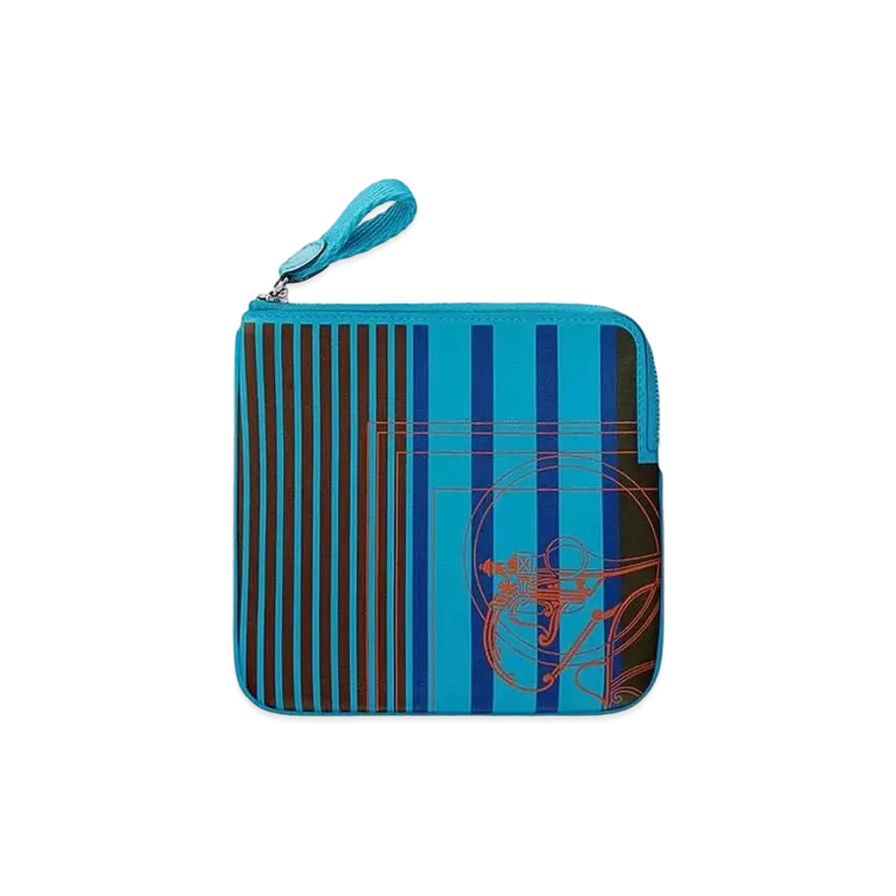 Hermes Carre Pocket Pouch "Blue Frida/Capucine"