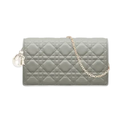 Dior Lady Pouch Cannage Lambskin "Stone Gray"