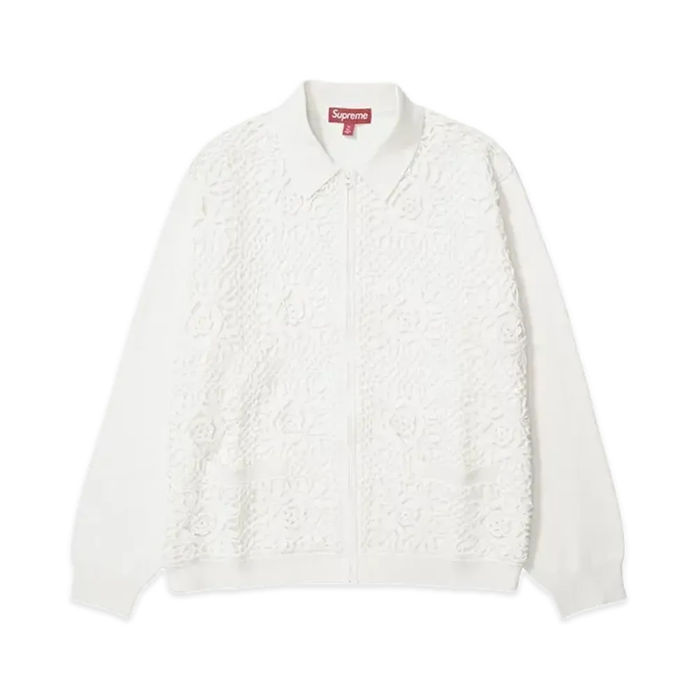 Supreme Crochet Zip Up Cardigan "White"