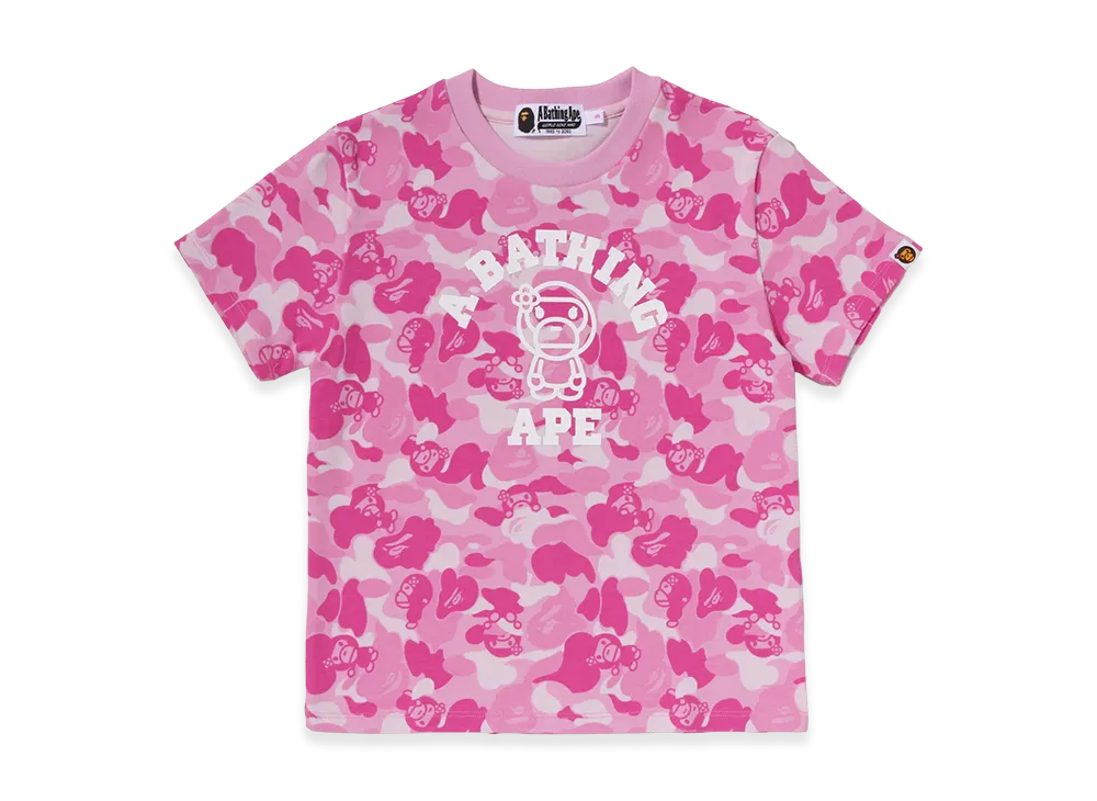A BATHING APE Women's Baby Lisa ABC Camo College Mini Tee "Pink"