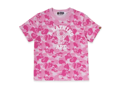 A BATHING APE Women's Baby Lisa ABC Camo College Mini Tee "Pink"