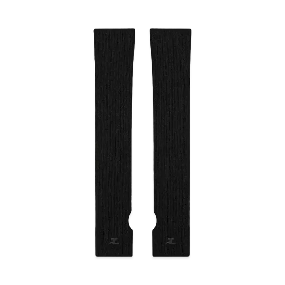 Courreges Ribbed Wool Mittens "Black"