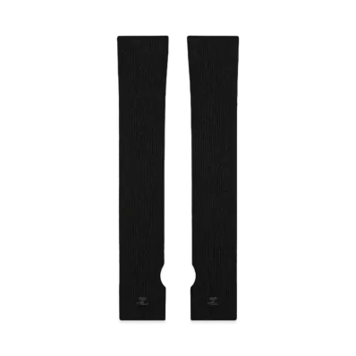 Courreges Ribbed Wool Mittens "Black"