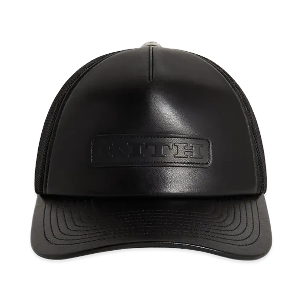 Kith Smooth Leather Nolan Trucker Hat "Black"