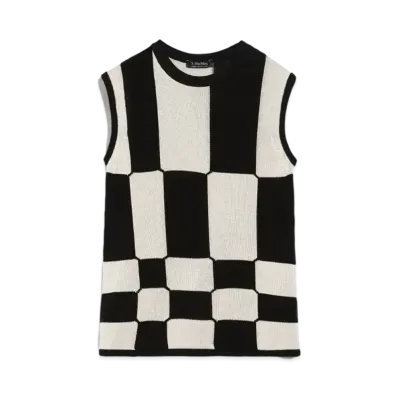 Max Mara Vinci Cotton Graphic Top "Black"