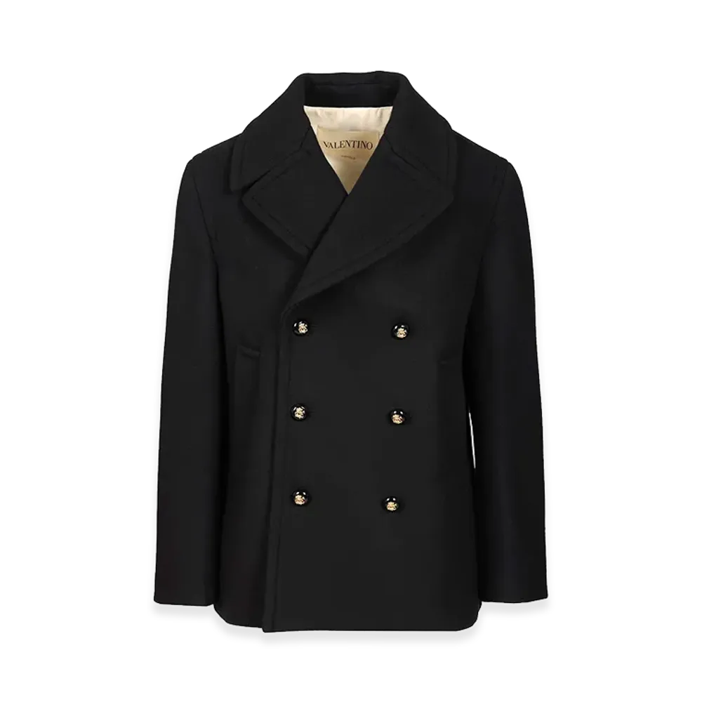 Valentino Wool Pea Coat "Blue"