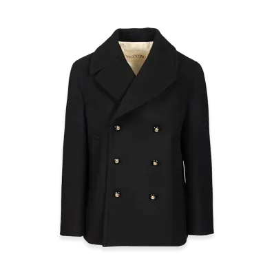 Valentino Wool Pea Coat "Blue"
