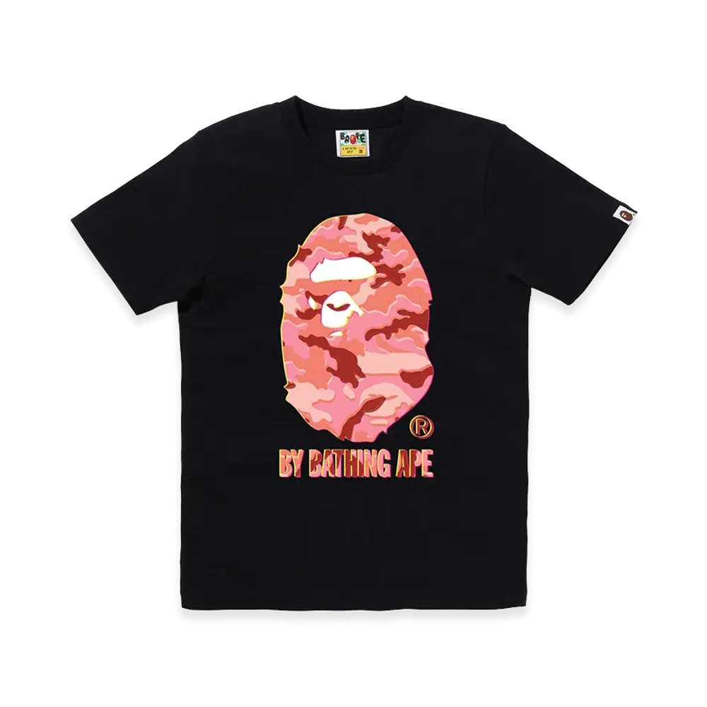A BATHING APE Women's Glitch Woodland Camo By Bathing Ape Tee "Black/Pink"