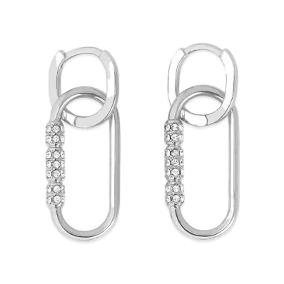 CHARLES & KEITH Regan Crystal Drop Earrings "Silver"