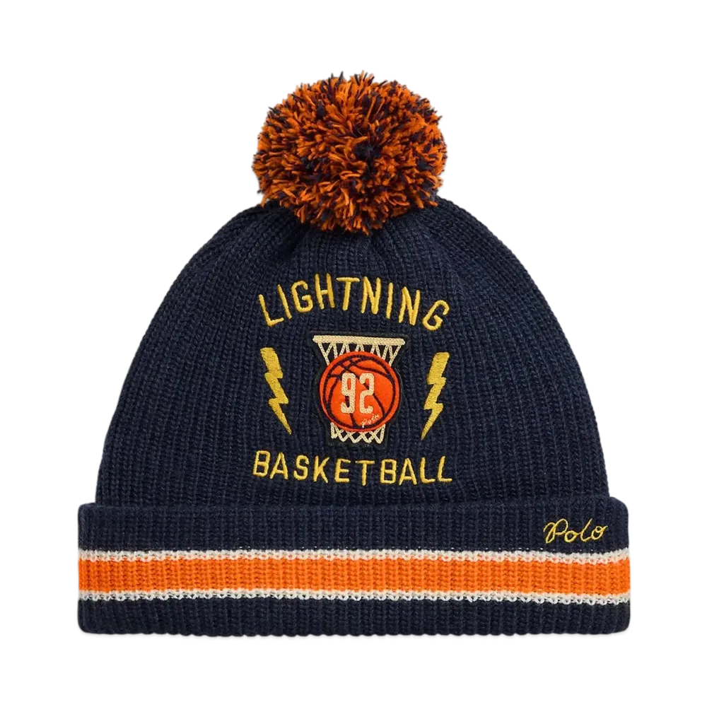 Polo Ralph Lauren Basketball Patch Pom Pom Beanie "Navy"