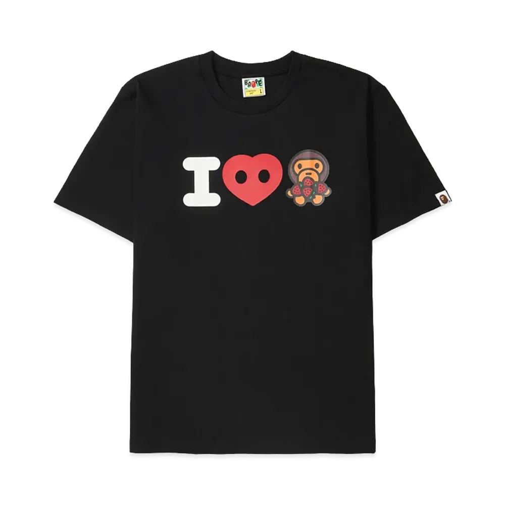 A BATHING APE Bape Store One Fukuoka Bldg. I Love Strawberry Tee "Black"
