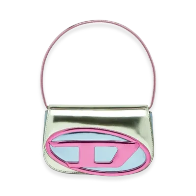 Diesel 1Dr 1Dr-Iconic Shoulder Bag In Mirror Leather "Green Pink"