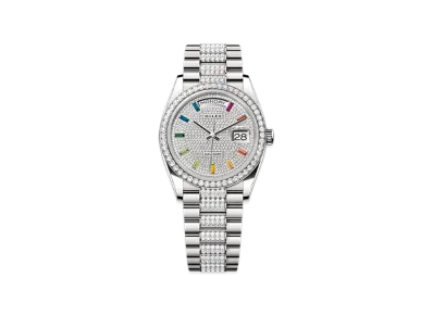 ROLEX Day-Date 36mm White Gold Diamond 128349RBR "Pave diamonds"