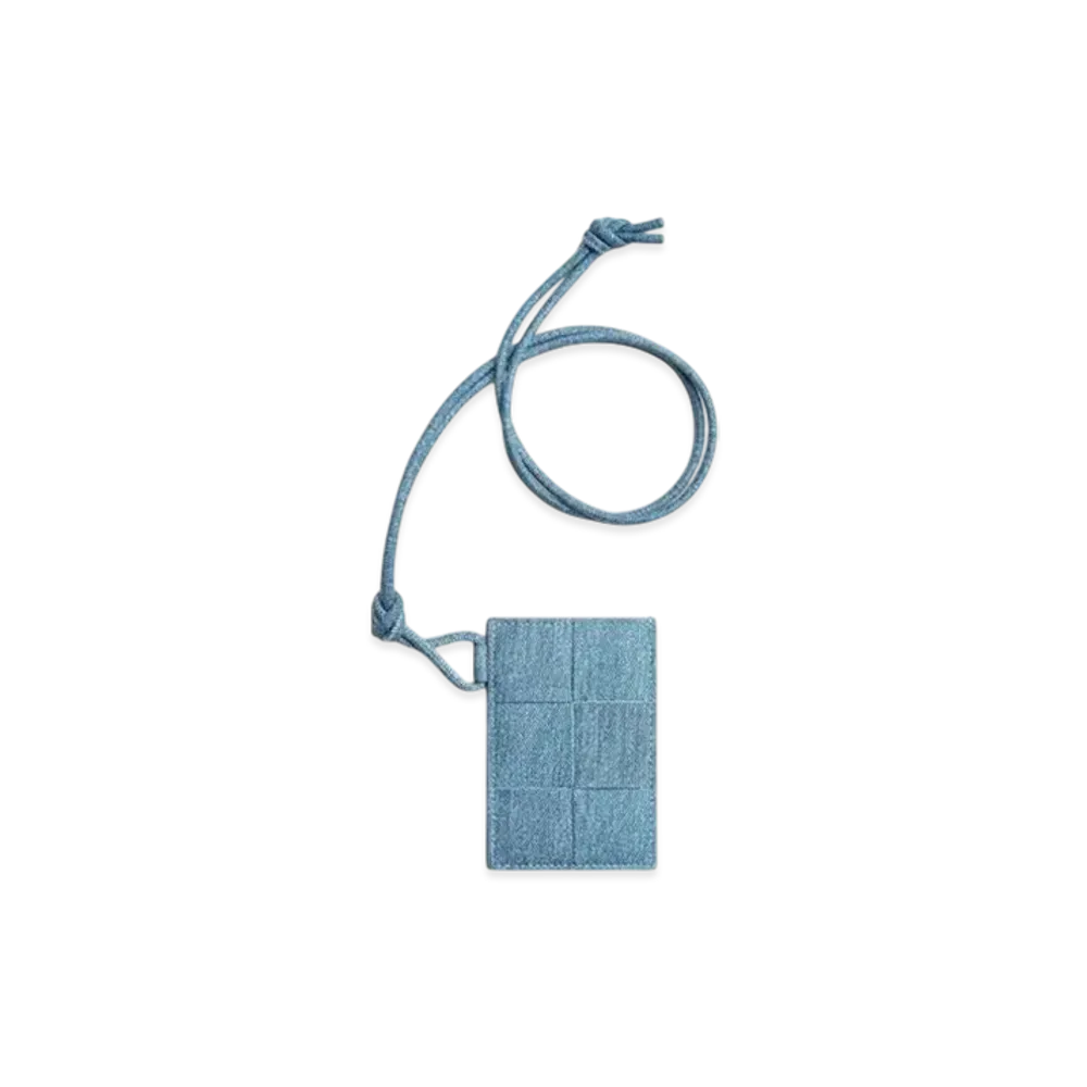 Bottega Veneta Cassette Badge Holder "Blue Melange/Ice"