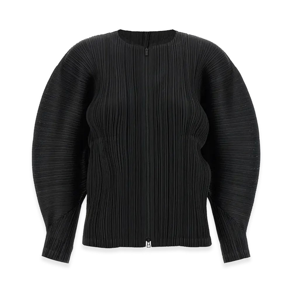 PLEATS PLEASE ISSEY MIYAKE Women's Sculptural Sleeve Jacket "Black"
