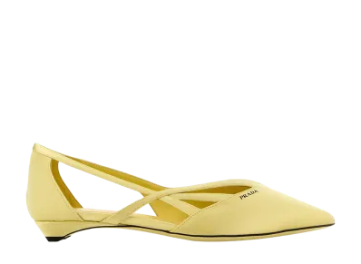 PRADA Women's Pastel Satin Ballerinas "Yellow"