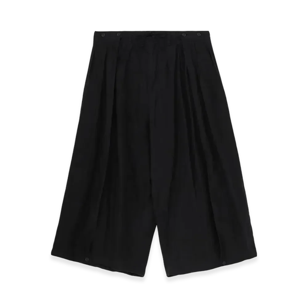 Yohji Yamamoto POUR HOMME Garment Dye Flax Both Sides Wrap Pants "Black"