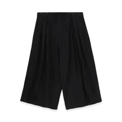 Yohji Yamamoto POUR HOMME Garment Dye Flax Both Sides Wrap Pants "Black"