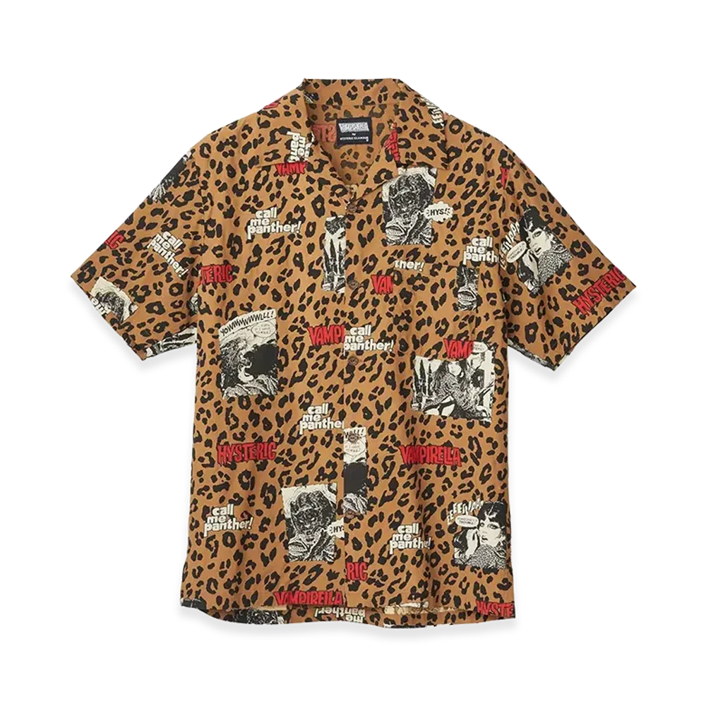 HYSTERIC GLAMOUR Vampirella/Call Me Panther Open Collar Shirt "Beige"