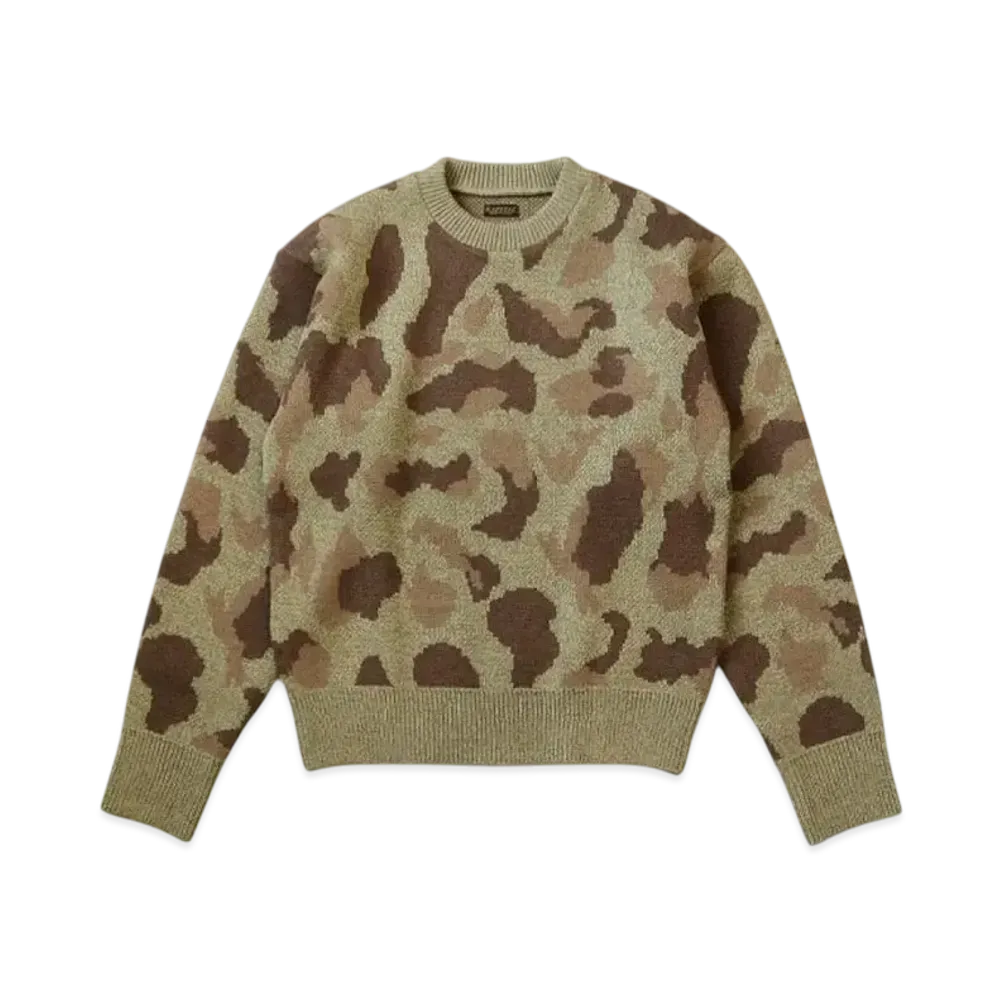 KAPITAL 5G Camouflage Knit Vintage Crew Sweater "Khaki"