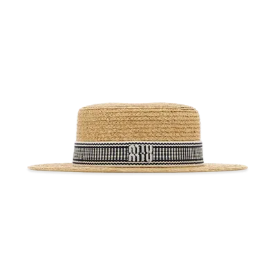MIU MIU Women's Raffia Hat "Beige"