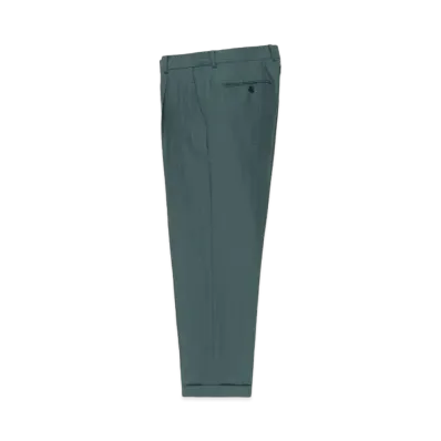 WACKO MARIA DORMEUIL / Striped Pleated Trousers (type-1) , Straight Trousers "Green"
