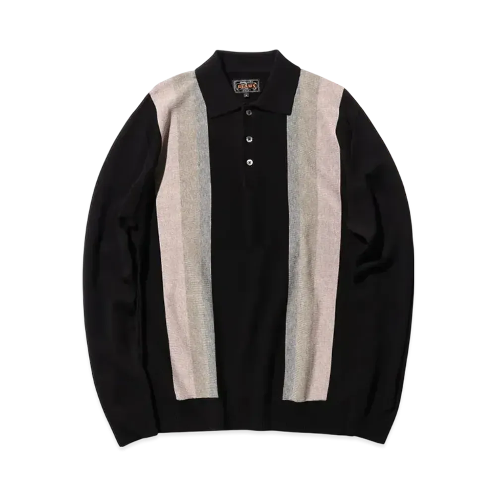 BEAMS Knit Polo Stripe Argyle "Black"