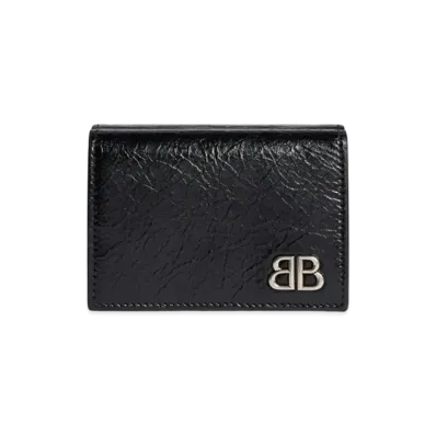 BALENCIAGA Monaco Mini Wallet Arena Lambskin "Black"